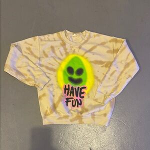 Urban Outfitters Cream Tie-Dye Sweatshirt with Graphic